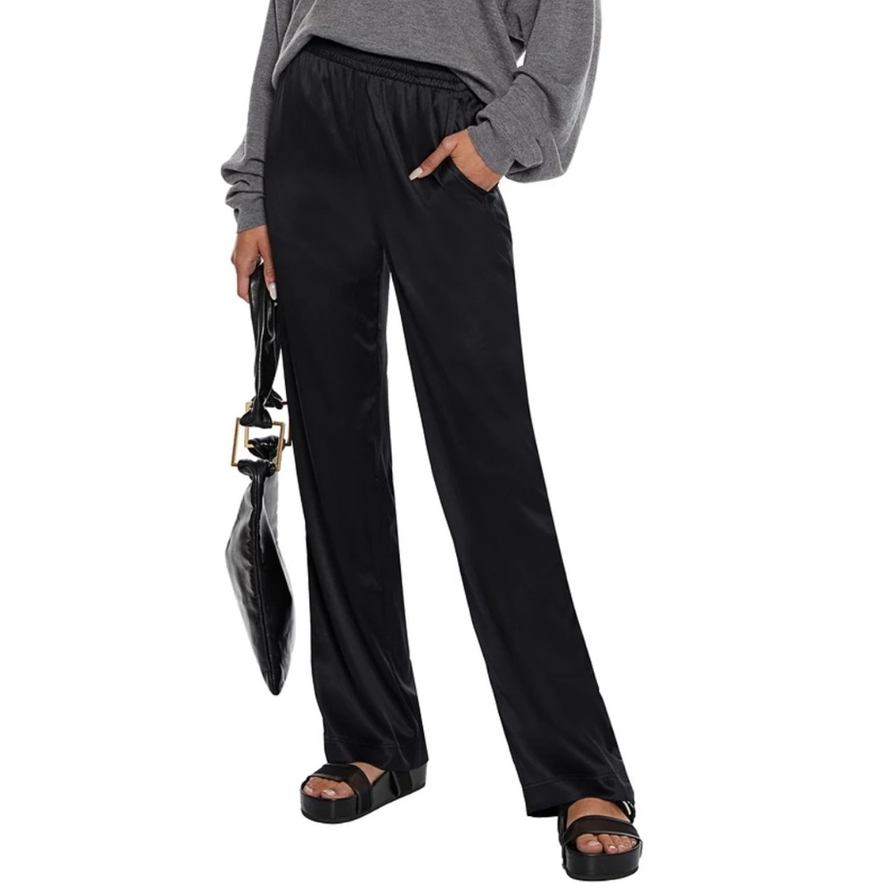HELMUT LANG Printed stretch-silk satin track pants